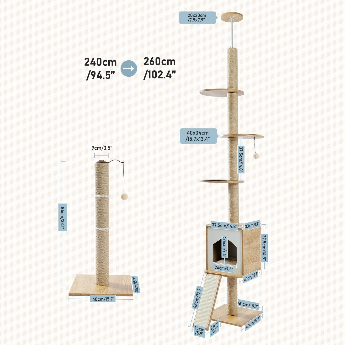 Modern Cat multi level climbing tower scratch post