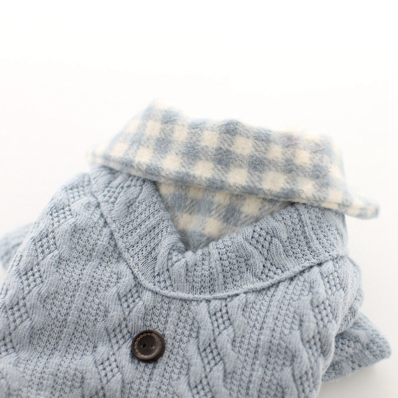 small dog knitted plaid sweater