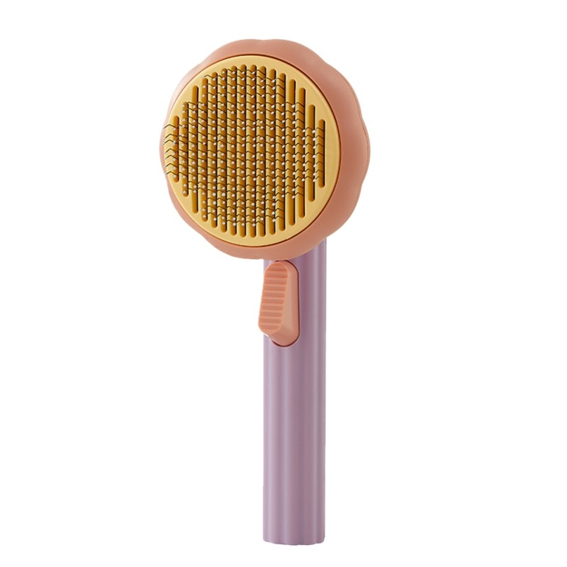 pumpkin style self cleaning pet brush