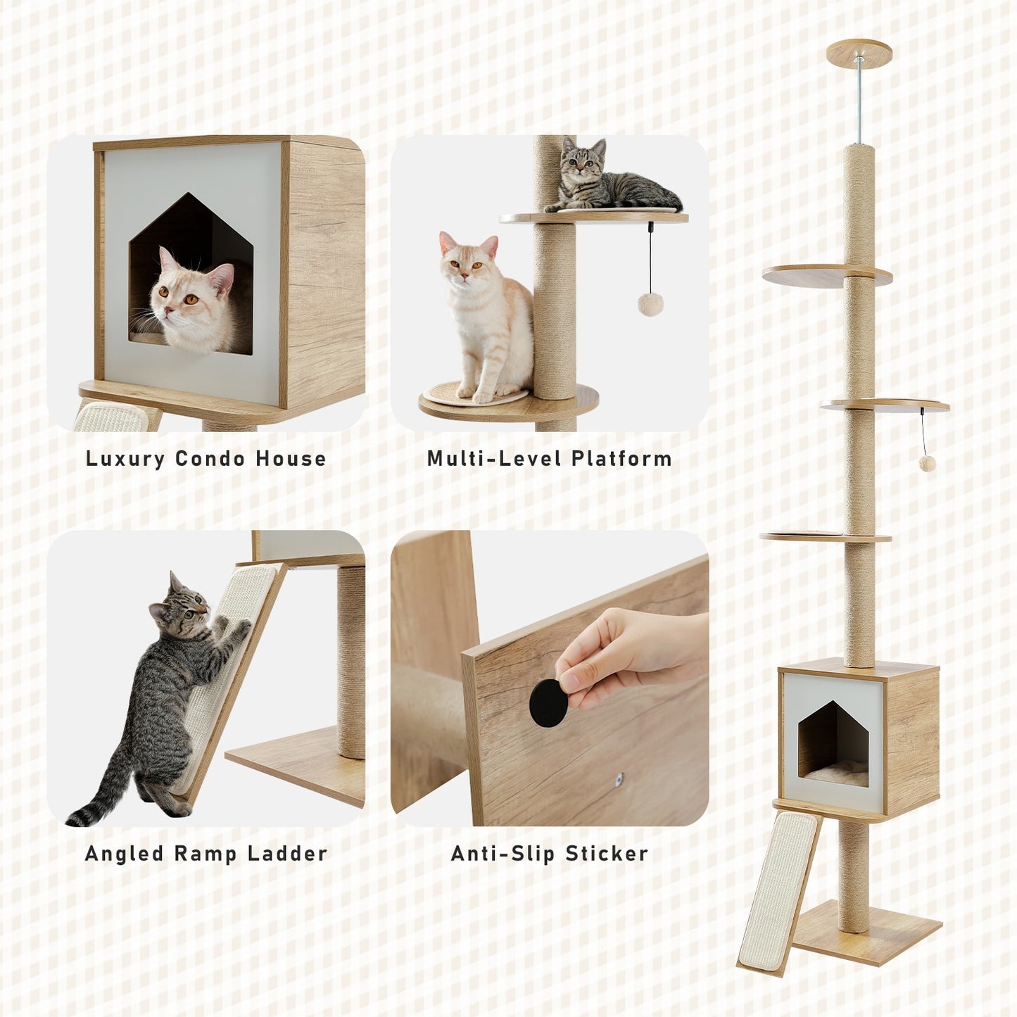 Modern Cat multi level climbing tower scratch post