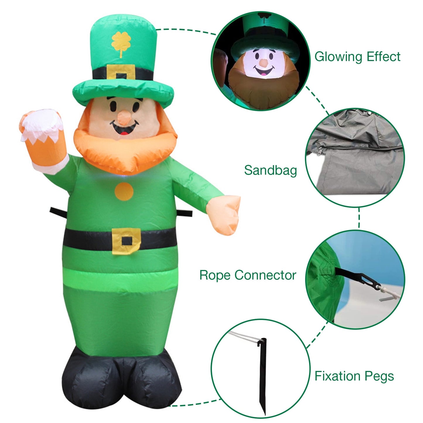 Luminous infIatable Saint Patrick's Day Garden Decoration