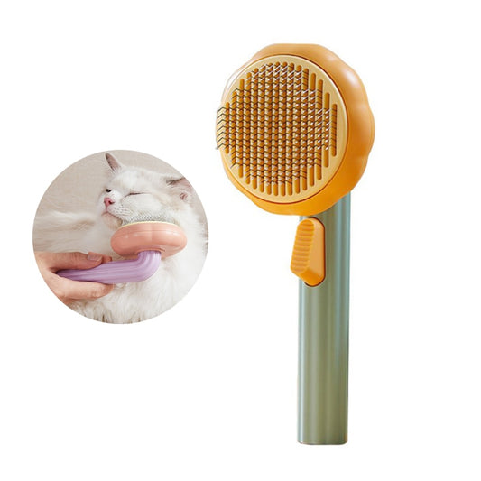 pumpkin style self cleaning pet brush