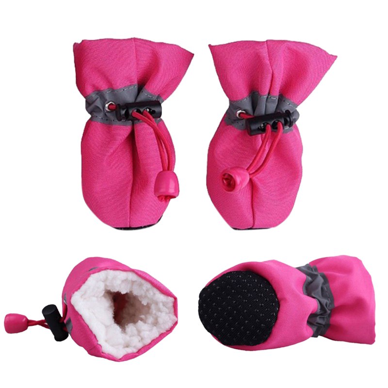 4pcs waterproof anti skid pet snow boots