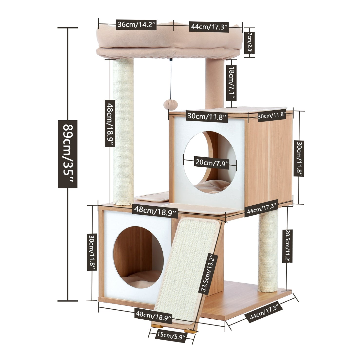 wooden modern cat play tower