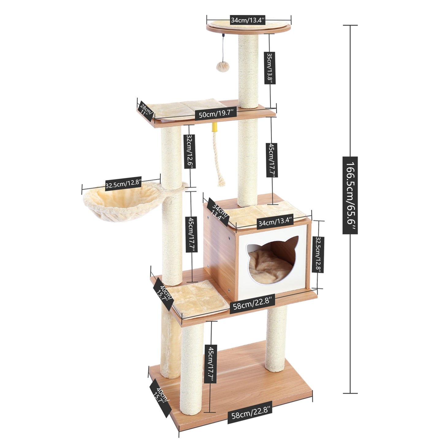 wooden modern cat play tower