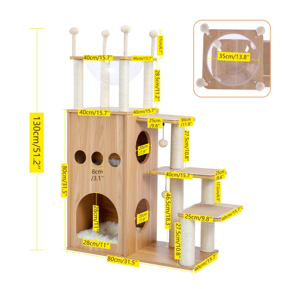 wooden modern cat play tower