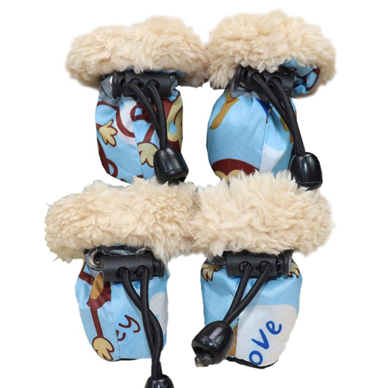 4pcs waterproof anti skid pet snow boots