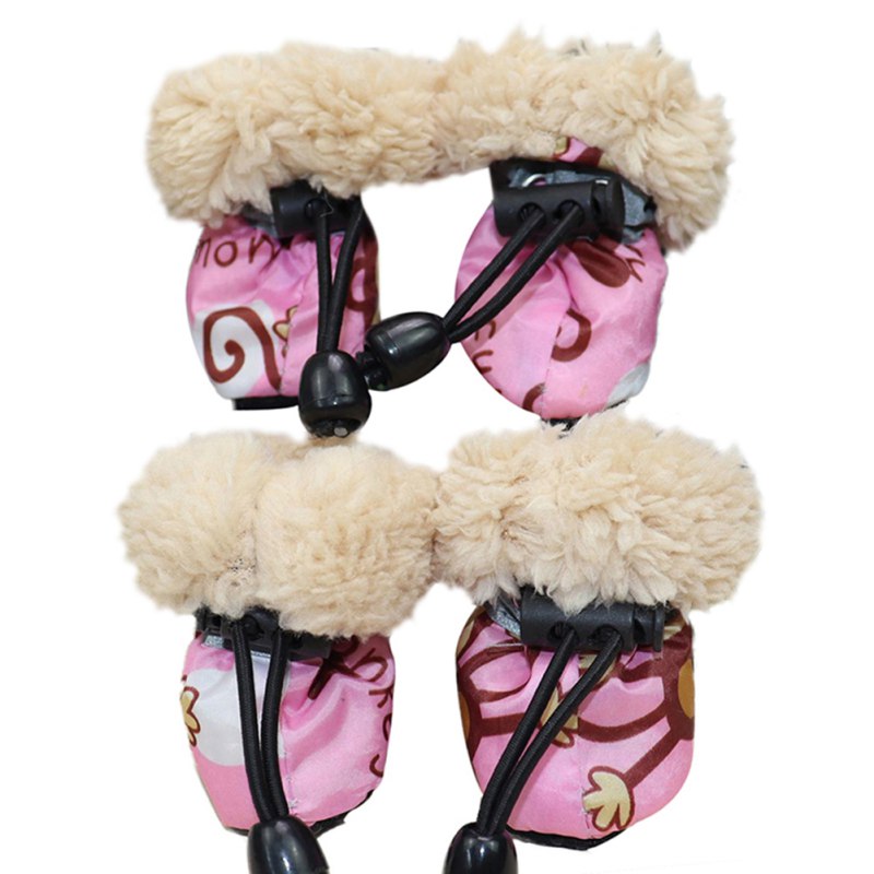 4pcs waterproof anti skid pet snow boots