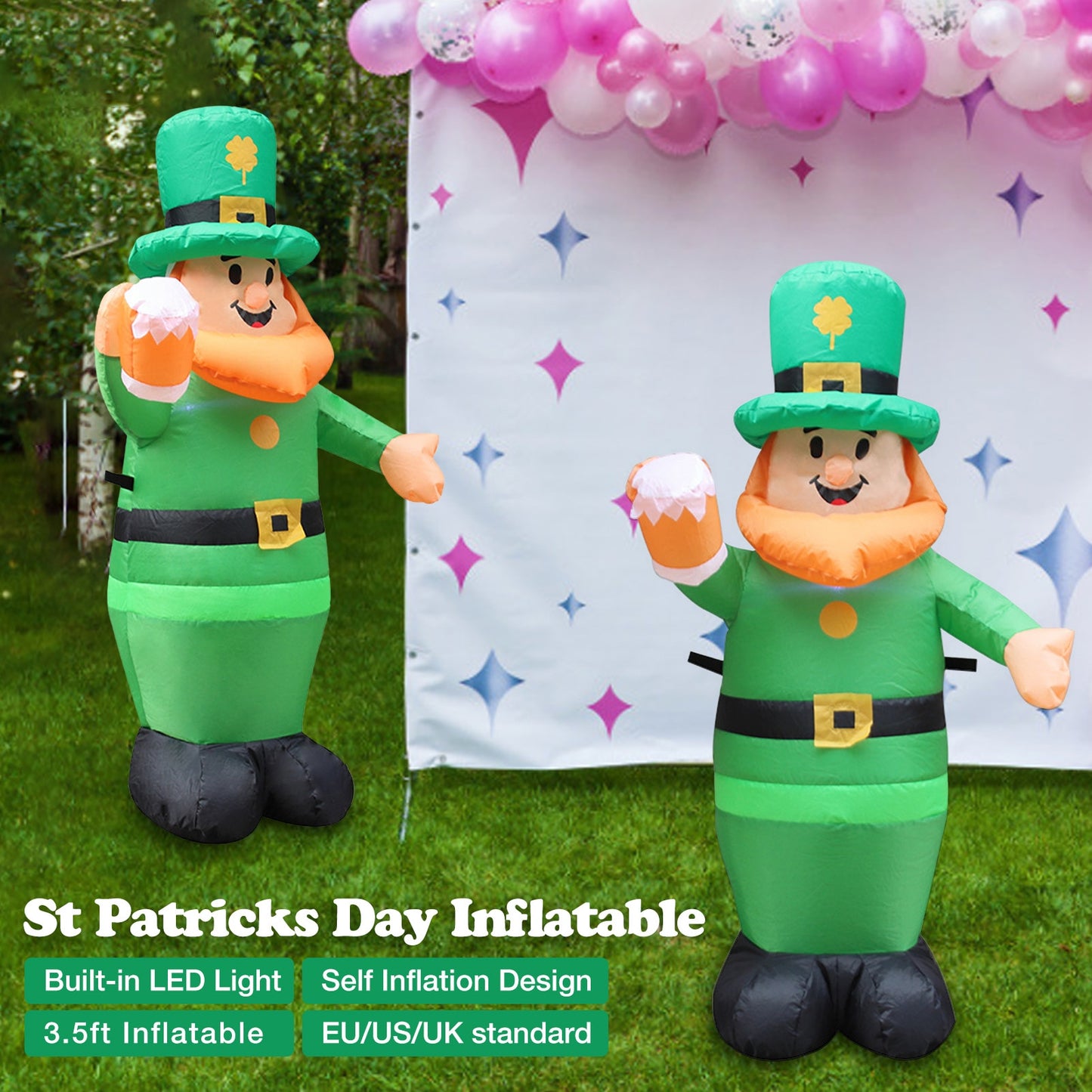 3.5ft Iatabl Green Doll inflatable Leprechaun