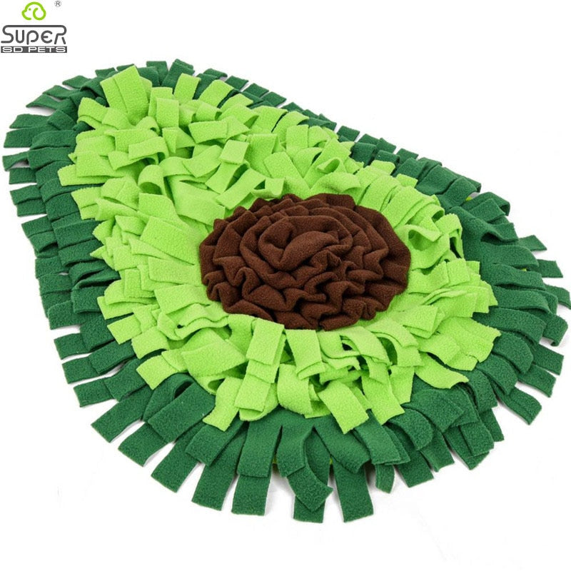 dog sniffing feeding puzzle mat