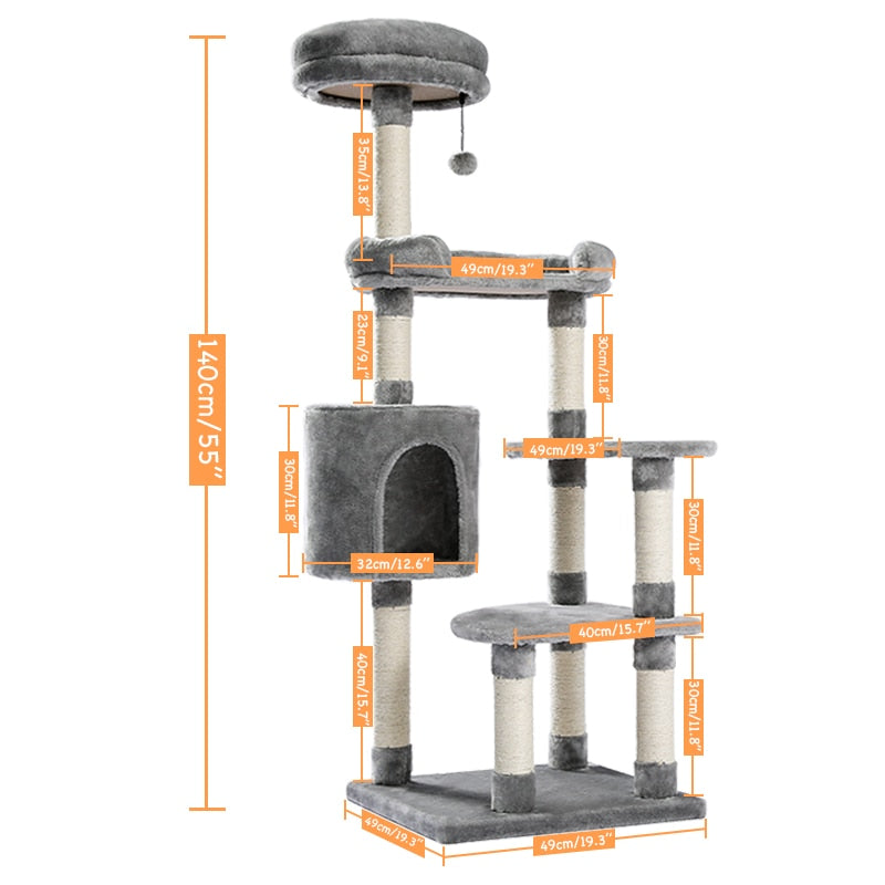 wooden modern cat play tower