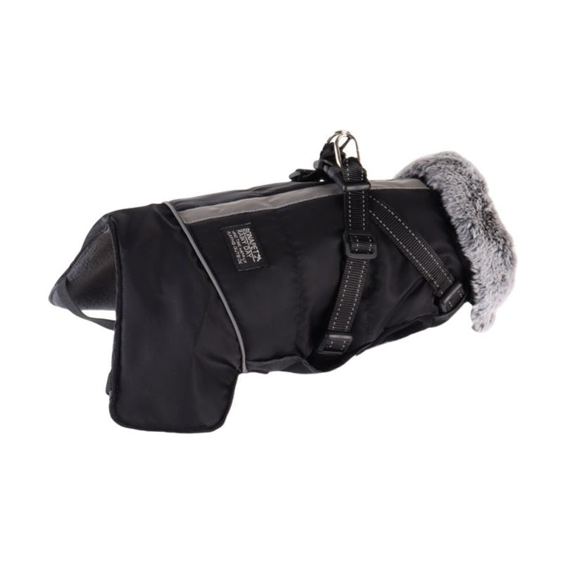 winter dog puppy jacket with faux fur collar