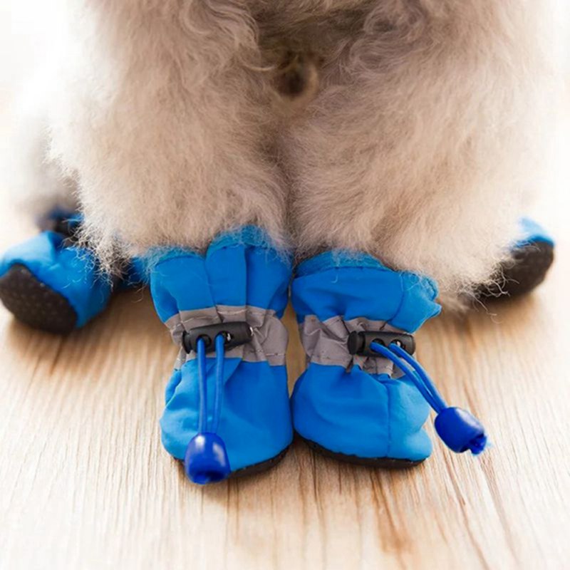 4pcs waterproof anti skid pet snow boots