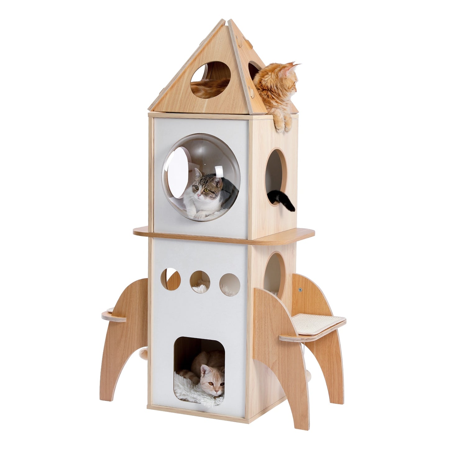 wooden modern cat play tower