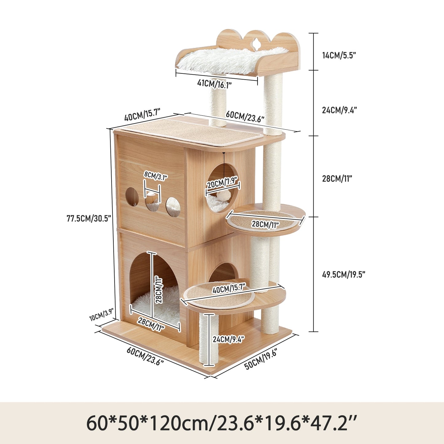 Cat Tree House Condo Scratching Sisal Post