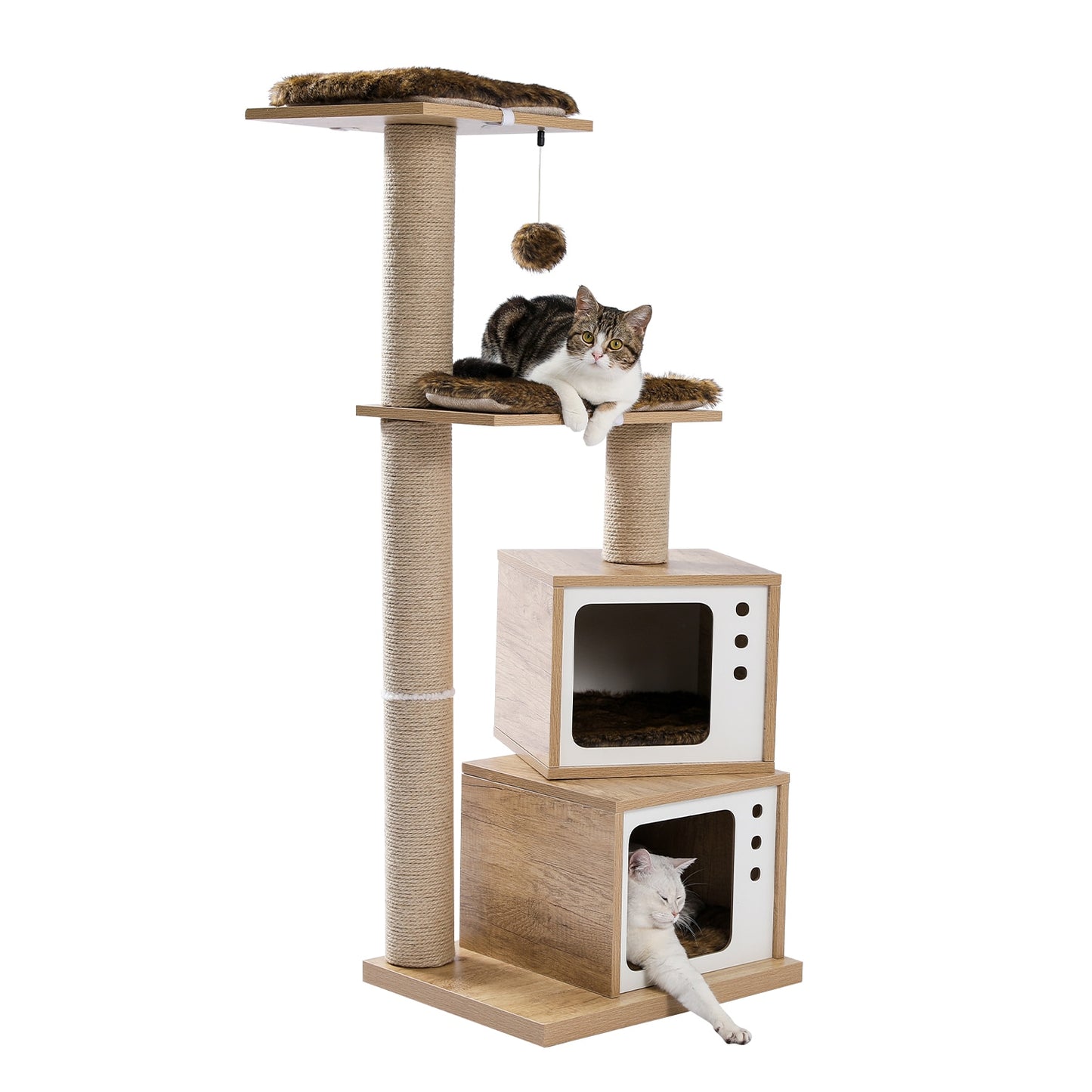 wooden modern cat play tower