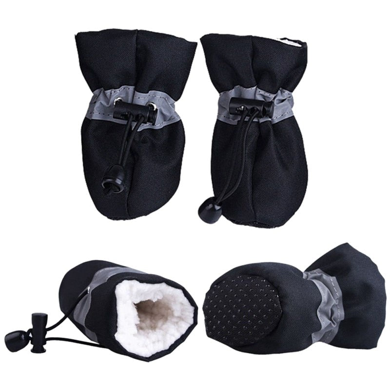 4pcs waterproof anti skid pet snow boots