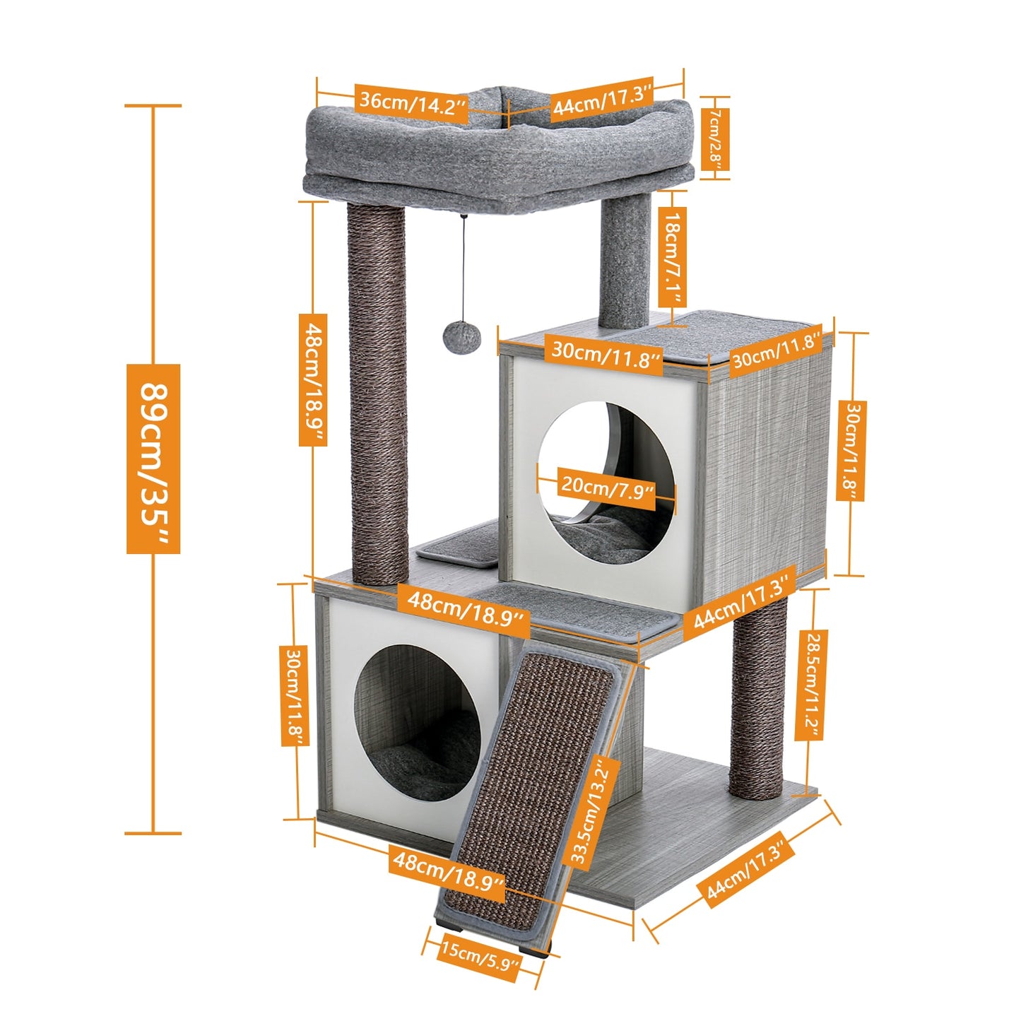 wooden modern cat play tower