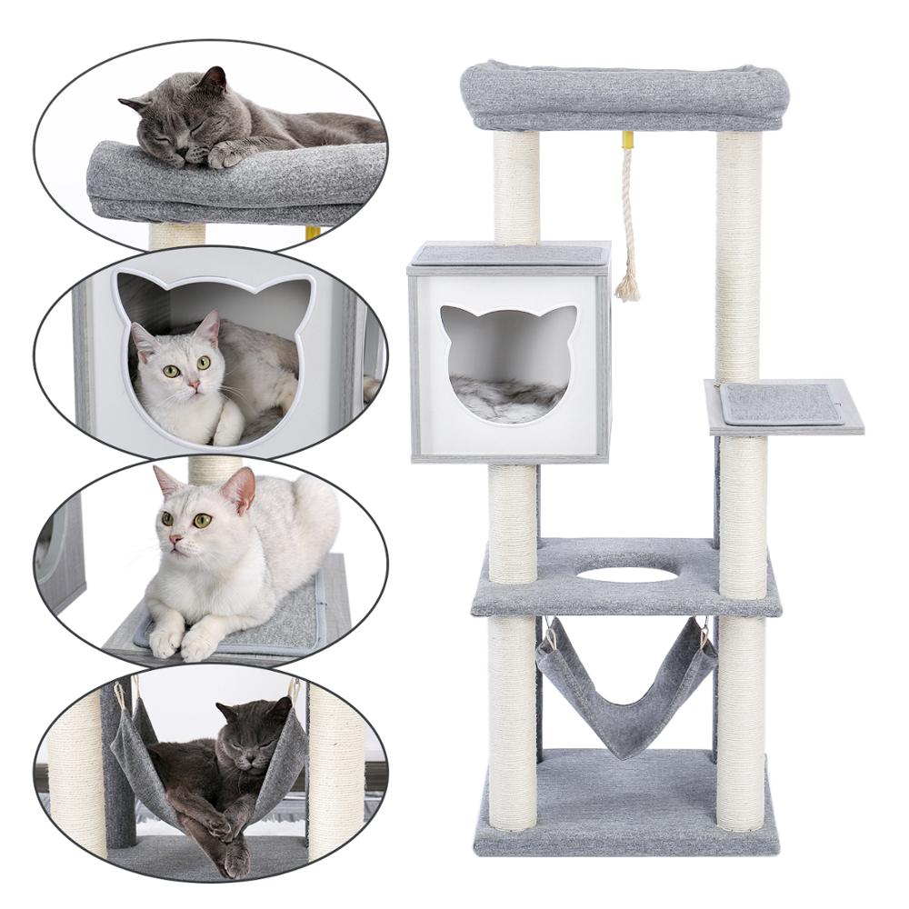 wooden modern cat play tower