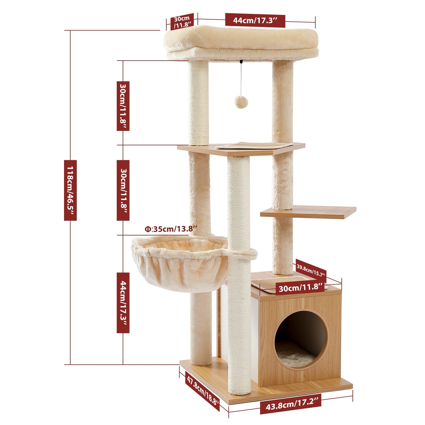 wooden modern cat play tower