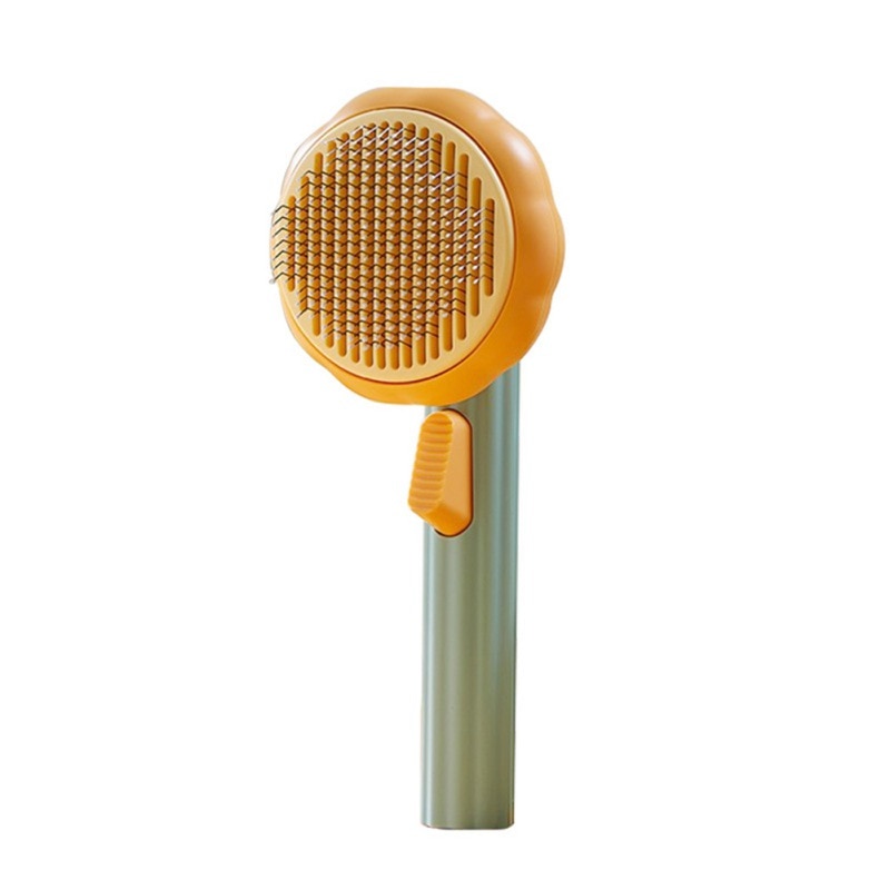 pumpkin style self cleaning pet brush