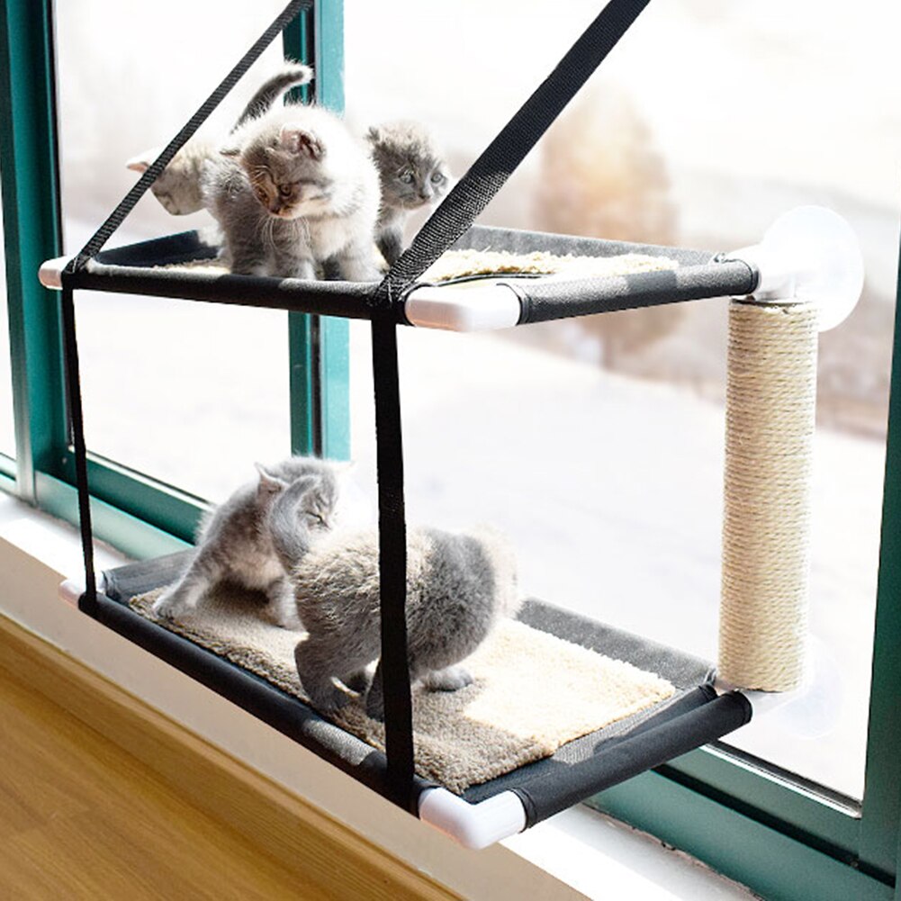 2 level cat kitten suction window hammock