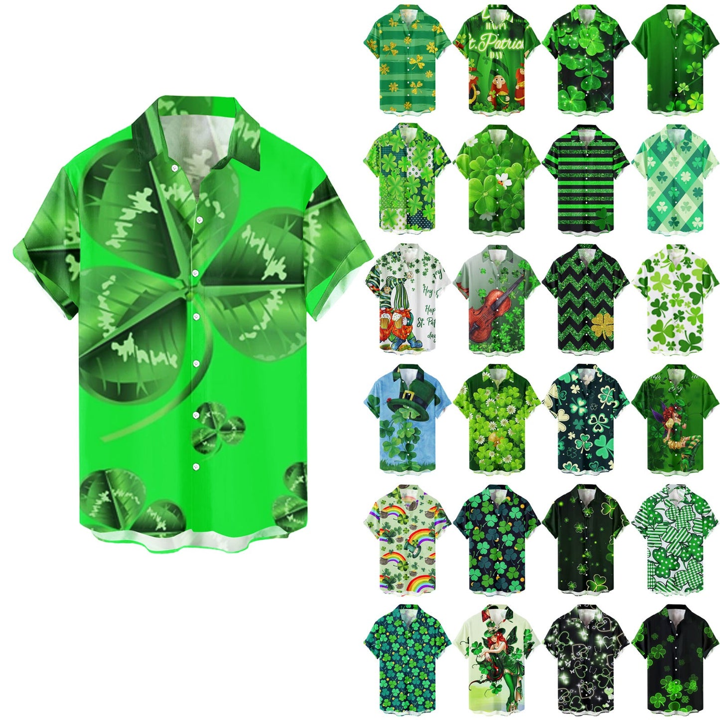 Mens Casual St. Patricks Day Print Shirt