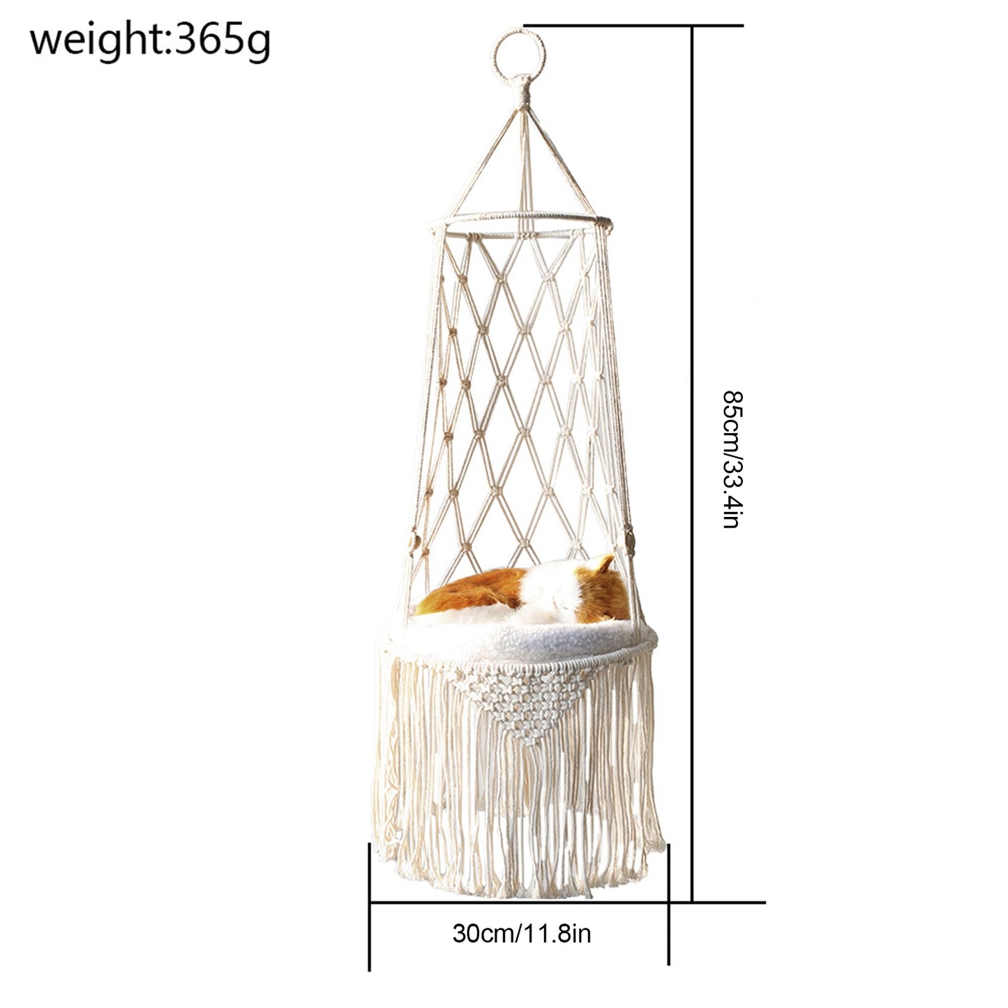 hanging macrame cat pet hammock