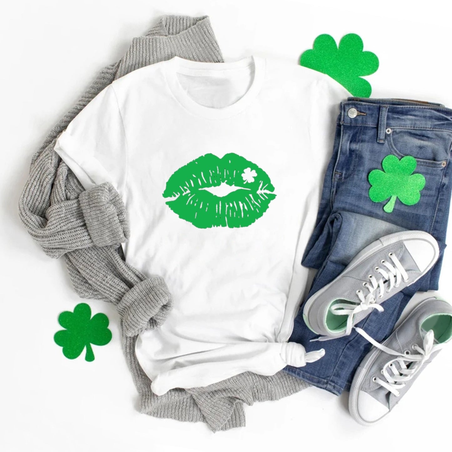 Womens St Patricks Day Printed Short Sleeve O Neck T Shirt