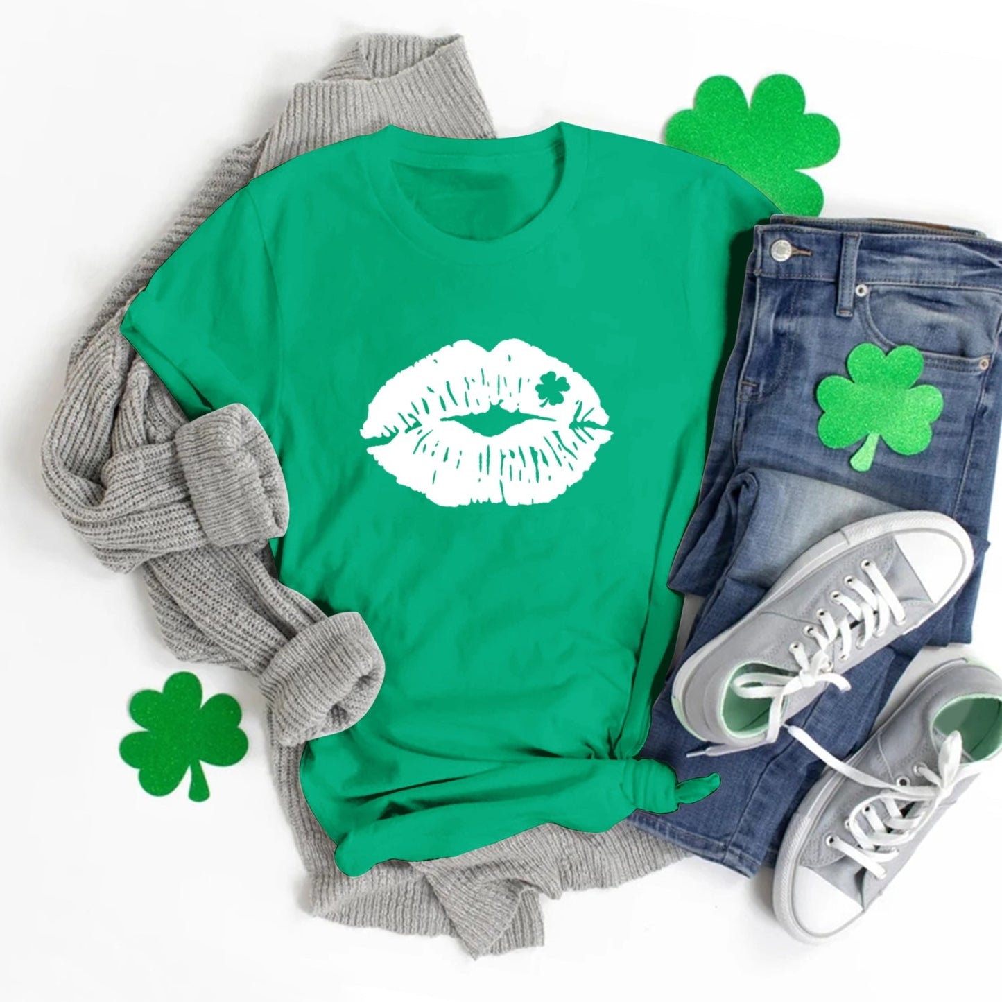 Womens St Patricks Day Printed Short Sleeve O Neck T Shirt