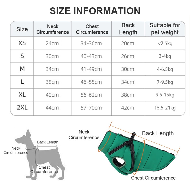 winter waterproof small medium dog coat