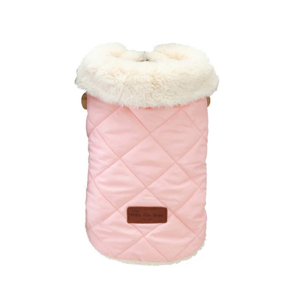 puppy cat small dog warm winter fur collar jackets