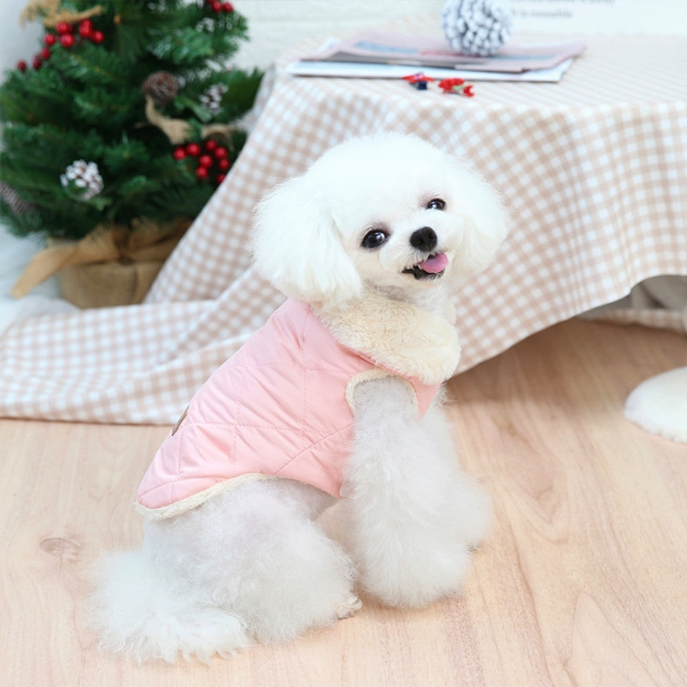 puppy cat small dog warm winter fur collar jackets