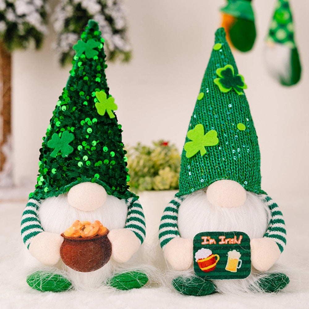 Cute St Patrick's Day Decoration Doll Green Plush Gnome