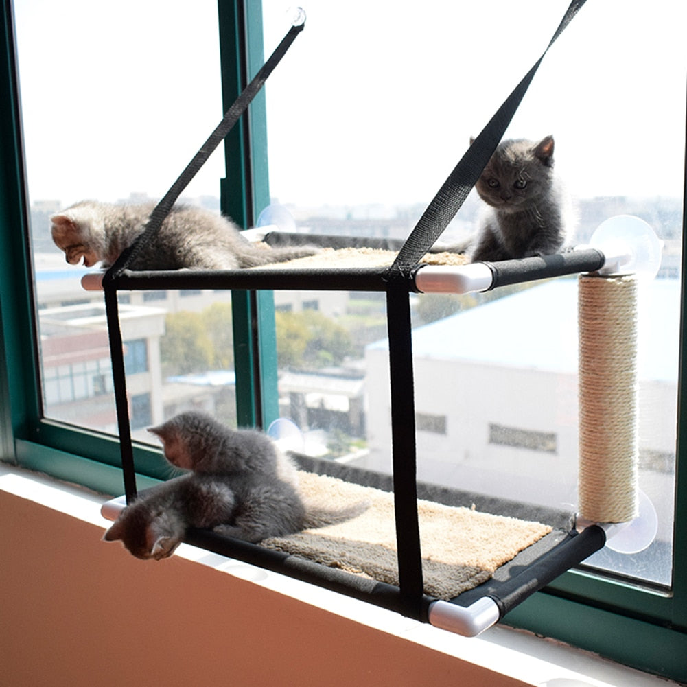 2 level cat kitten suction window hammock