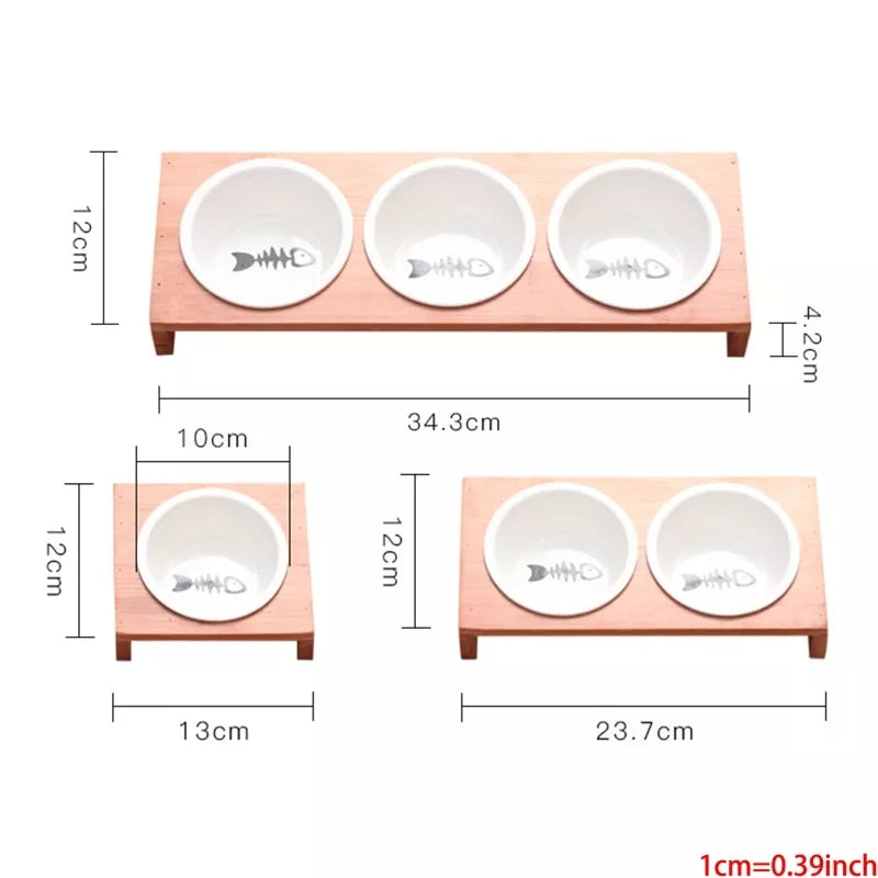 elevated ceramic bamboo food water bowls