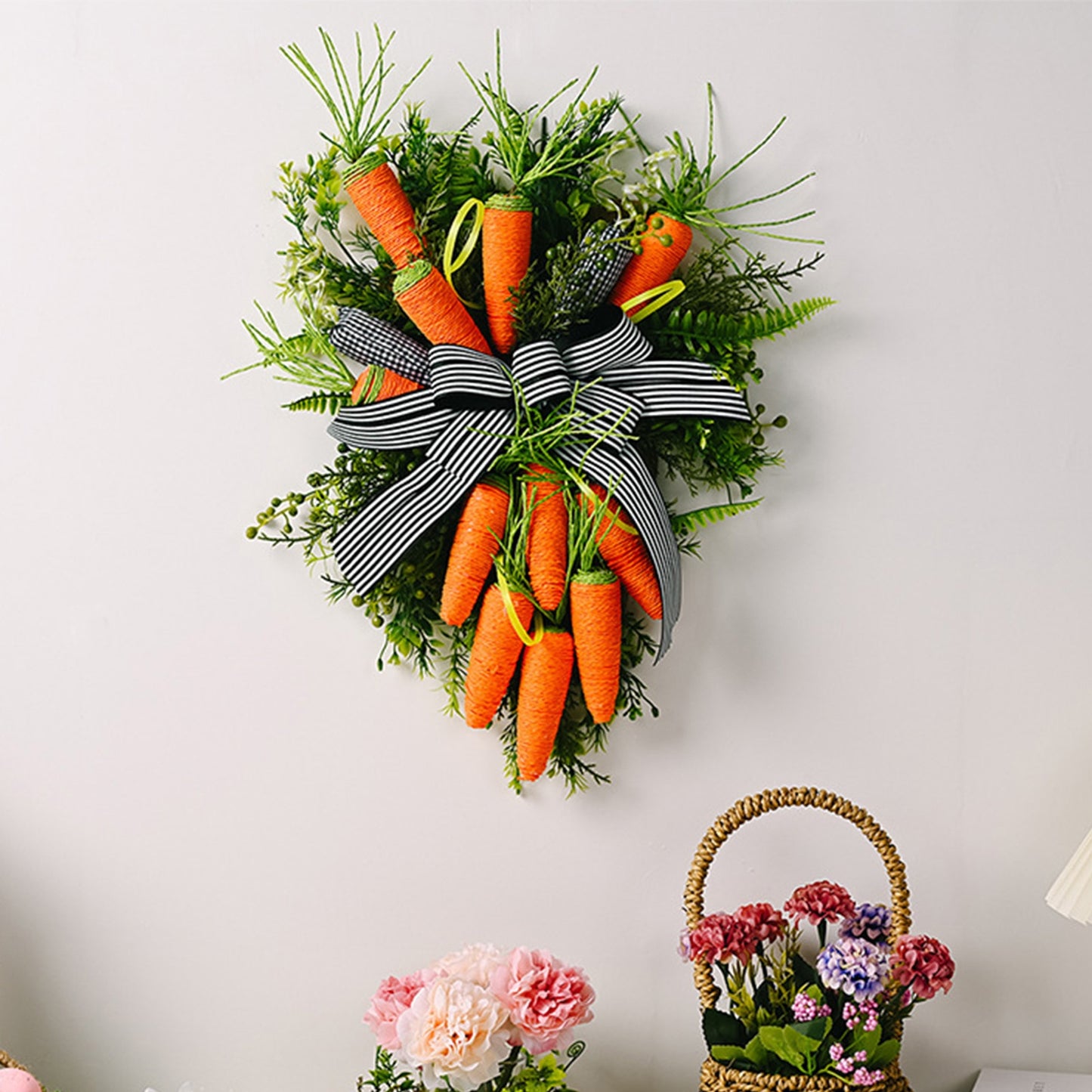 Artificial Holiday Carrot Easter Wreath For Front Door