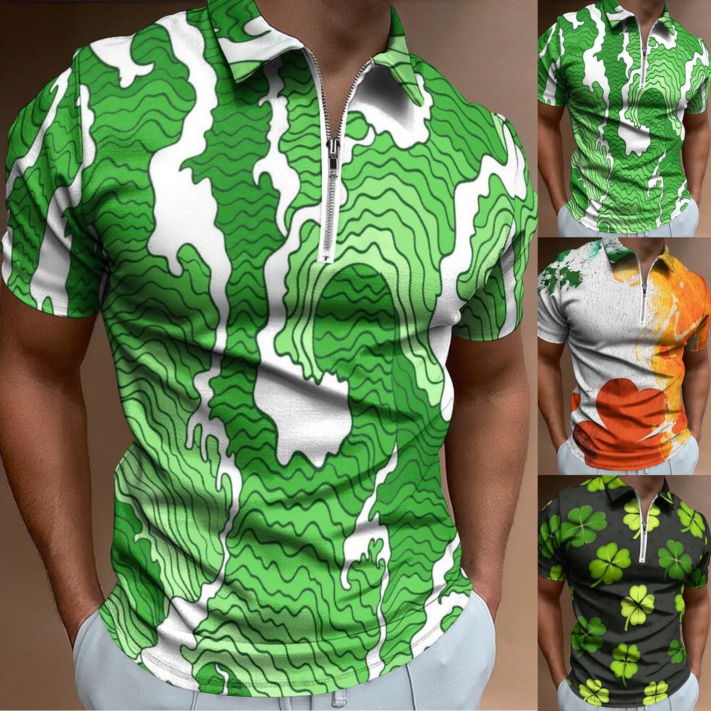 Mens St Patricks Day Fashion Casual 3D Digital Print