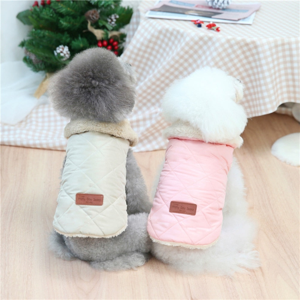 puppy cat small dog warm winter fur collar jackets