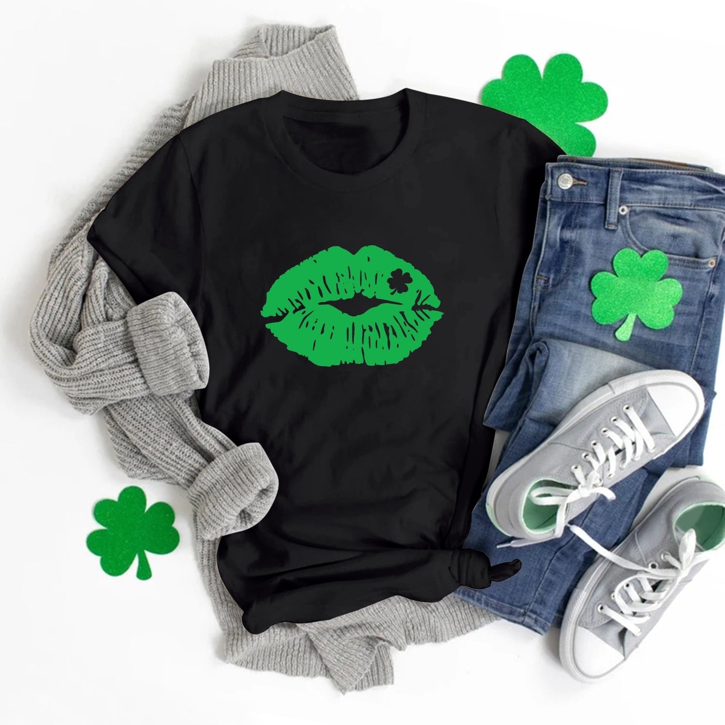 Womens St Patricks Day Printed Short Sleeve O Neck T Shirt