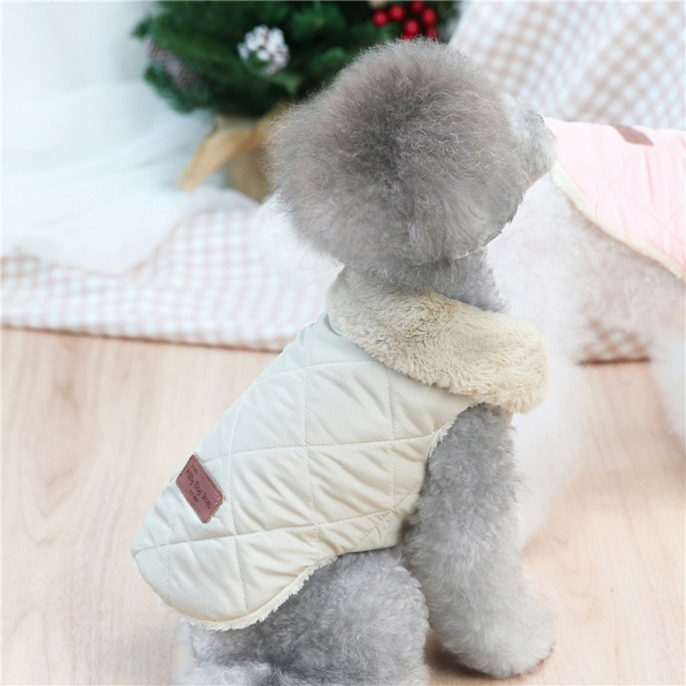 puppy cat small dog warm winter fur collar jackets