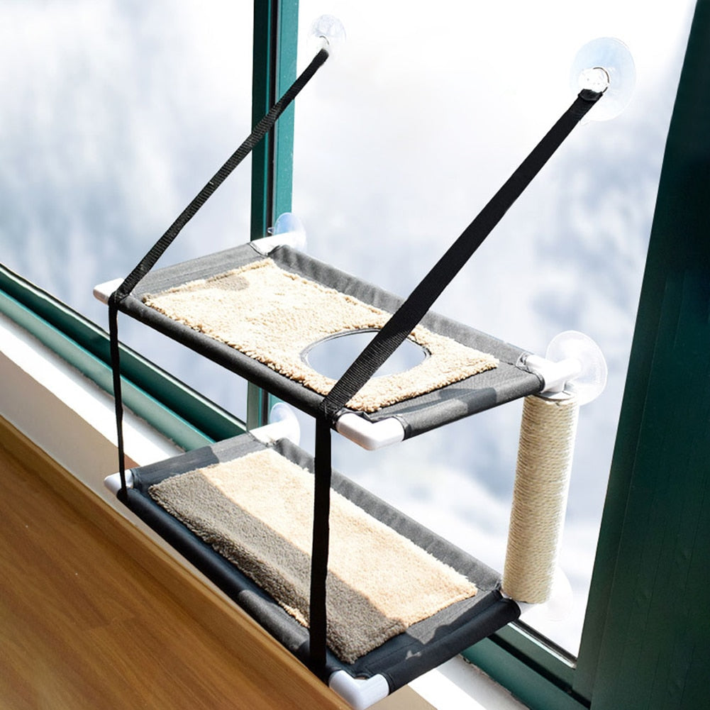 2 level cat kitten suction window hammock